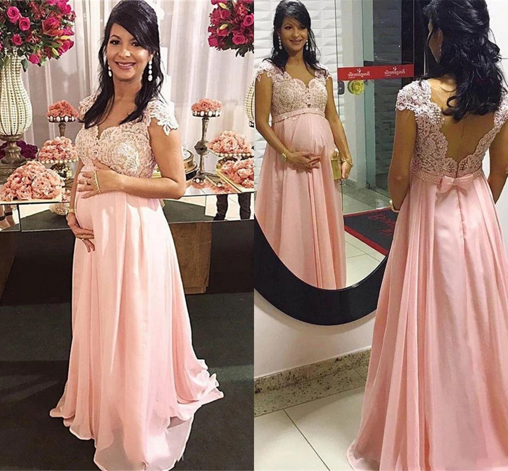 2021 Maternity Prom Dresses Empire Pregnant Lace Beaded Sash Bow Plus Size Evening Party Gowns Chiffon A Line Backless Abendkleider AL7826, Silver
2021 Maternity Prom Dresses Empire Pregnant Lace Beaded Sash Bow Plus Size Evening Party Gowns Chiffon A Line Backless Abendkleider AL7826, Silver