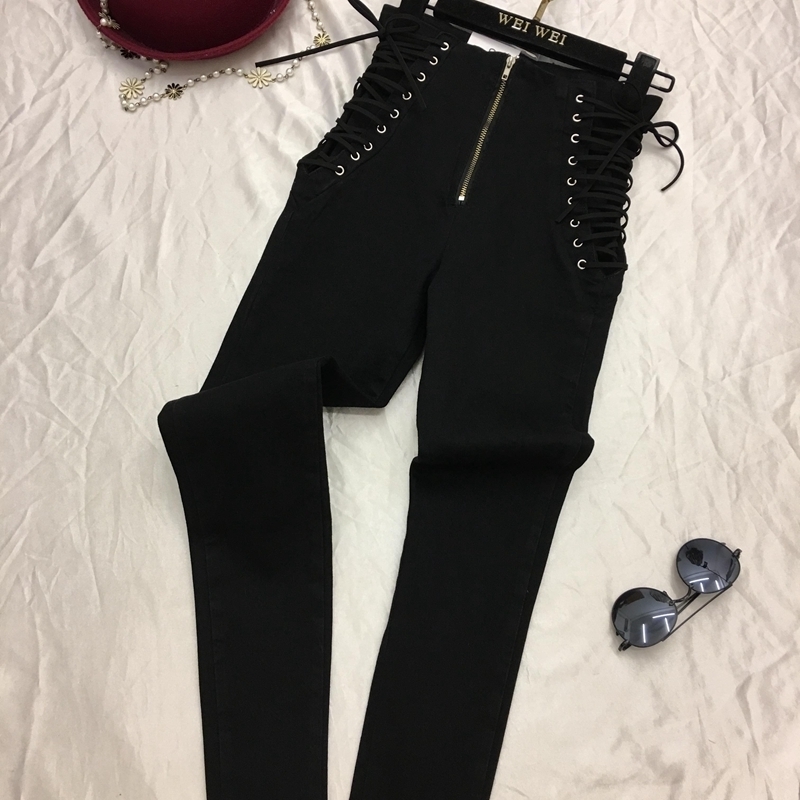 New Women Fashion New Jeans Ankle-length Pants Europe Hot Sale Lace-Up Bowknot Slim Pencil Pants Stylish Panter Female 201106