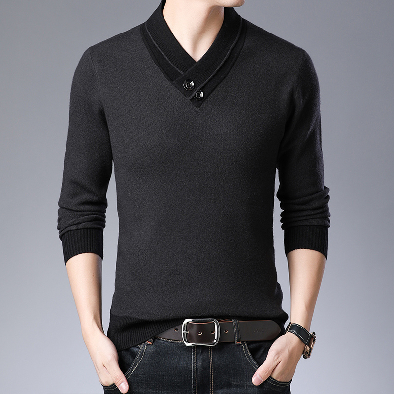 MIACAWOR Cashmere Sweater Men Autumn Winter Thick Warm Pullover Men V-Neck Pull Homme Knitted Wool Sweaters Men Clothes Y269 201224