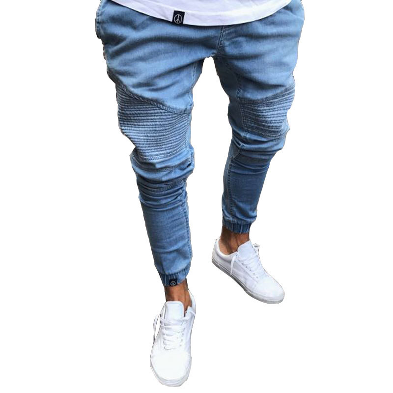 Men Stretchy Ripped Skinny Biker Embroidery Print Jeans Destroyed Hole Taped Slim Fit Denim Scratched High Quality Jean 201111
