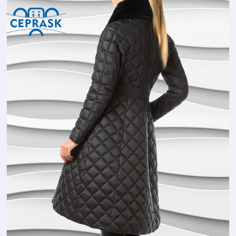 Ceprask High Quality women's winter coats Plus Size Long female jacket Slim Belt fashion Warm Parka camperas casaco 201214