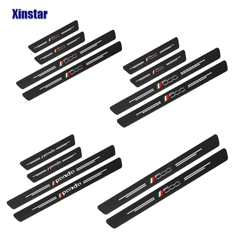 4pcs Carbon Fiber Car Door Sills Guards Sticker For Fiat Panda 500 500x 500l TIPO PUNTO