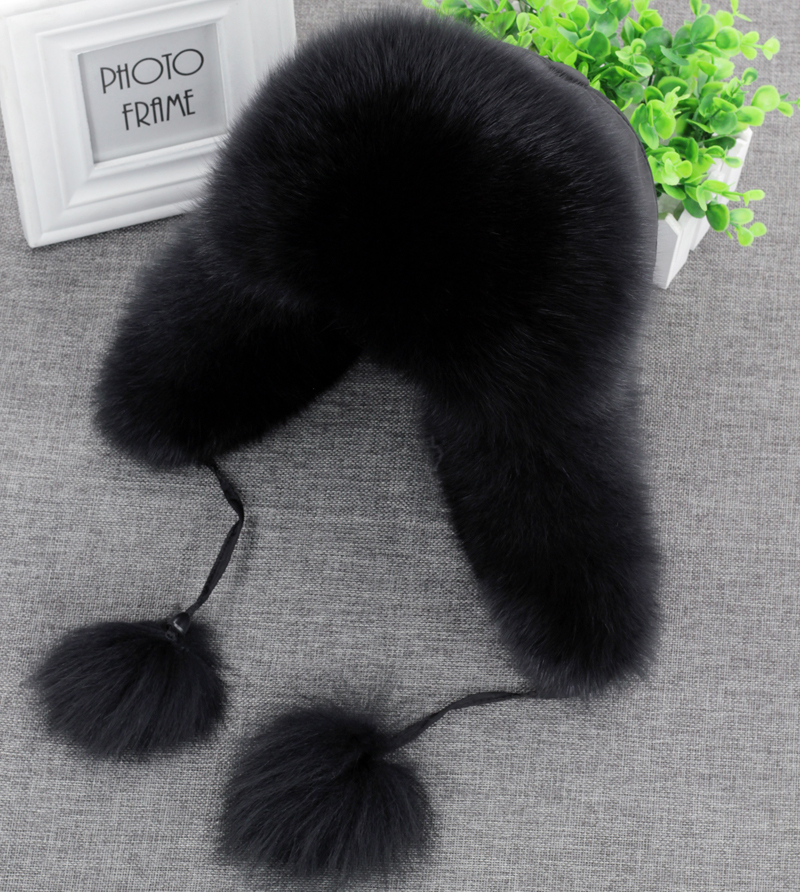 2019 100% Real Fur Hat Womens Russian Ushanka trapper snow skiing Hat caps earflap winter raccoon fur Bomber hat T200104