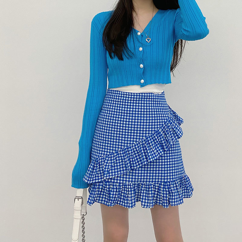 2021 New 2 colour Korean style v neck knitted cardigan sweaters long short sleeves thin tops of women (x1514) ASPV, 1441 skirt 
2021 New 2 colour Korean style v neck knitted cardigan sweaters long short sleeves thin tops of women (x1514) ASPV, 1441 skirt