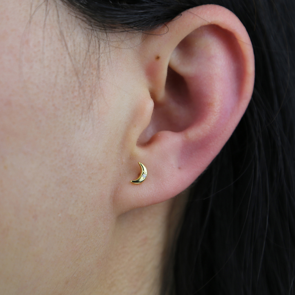 2021 new minimal delicate dainty 100 925 sterling silver 56mm tiny star signet moon stud earring for women girl