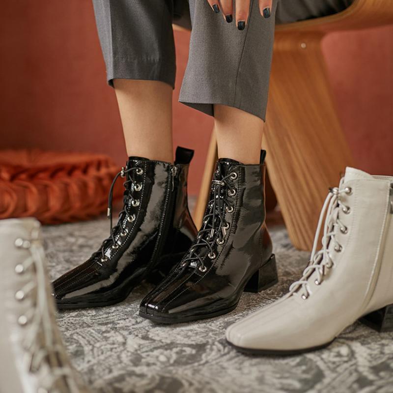 2020 brand new winter shoes women's ankle boots patent leather gorgeous office lady daily wear square toe ankle boots femme, Black
2020 brand new winter shoes women's ankle boots patent leather gorgeous office lady daily wear square toe ankle boots femme, Black