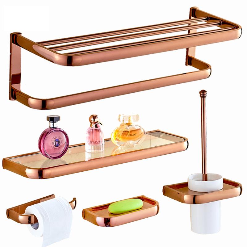 Luxury Rose Gold Bathroom Accessories Sets Brass Wall Mounted Toilet Brush Paper Towel Bars Glass Shelf Bath Hardware Set
Luxury Rose Gold Bathroom Accessories Sets Brass Wall Mounted Toilet Brush Paper Towel Bars Glass Shelf Bath Hardware Set