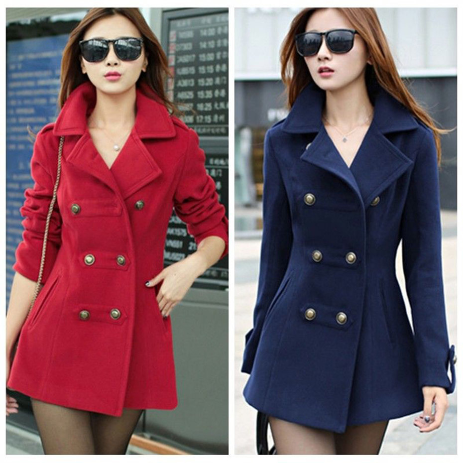 

Zogaa feminino trench coat senhoras de grandes dimenses magro duplo breasted bluso mulher azul marinho vermelho casacos casuais outono 655G, Red