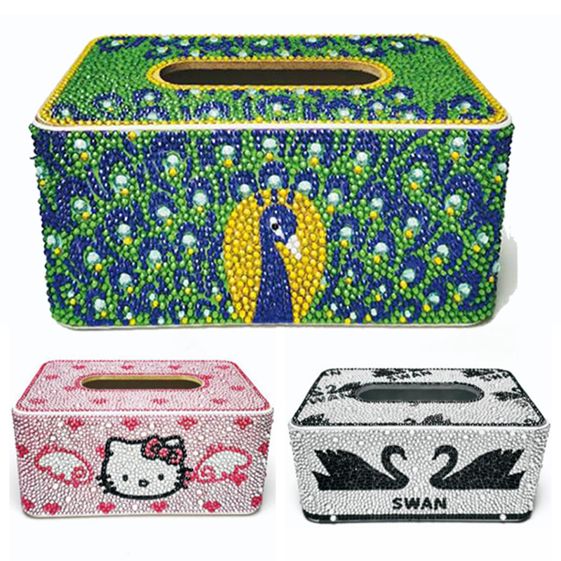 New Special Shape Painting Tissue Storage Box Dia Embroidery Cross Kits Home Decor Gift 201202