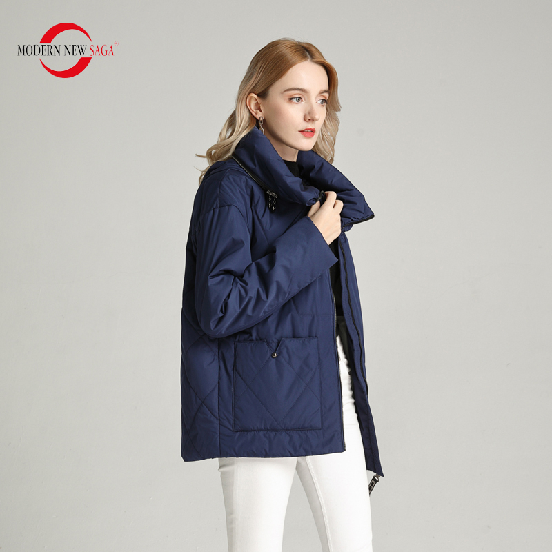 MODERN NEW SAGA Women Jacket High Quality Spring Padded Jacket Polyester Autumn Women Coat Detachable Hood Female Jackets 201217