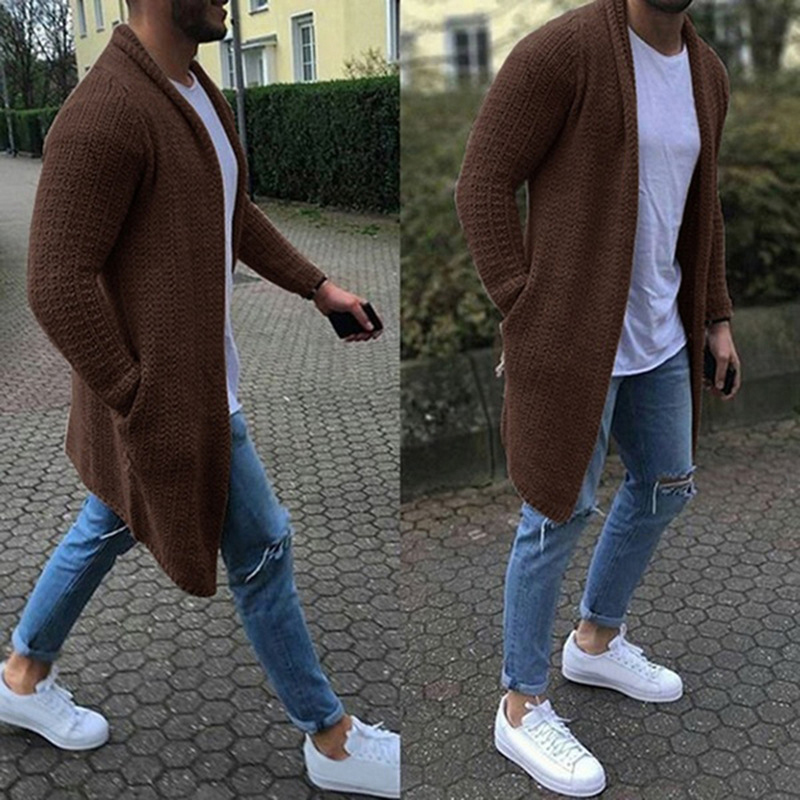 Cardigan Sweater Coat Men Casual Slim Solid Sweaters Warm Knitting Jumper Plus Size 3XL Long Sleeve V Neck Cardigan 201224