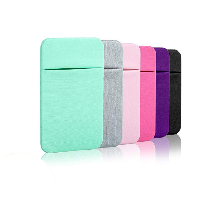 Stick on Wallet Card Holder Self Adhesive Stretchy Cell Phone Sleeve Lid Pouch Phone Pocket for iPhone 12 Samsung S20 Smart Phone
