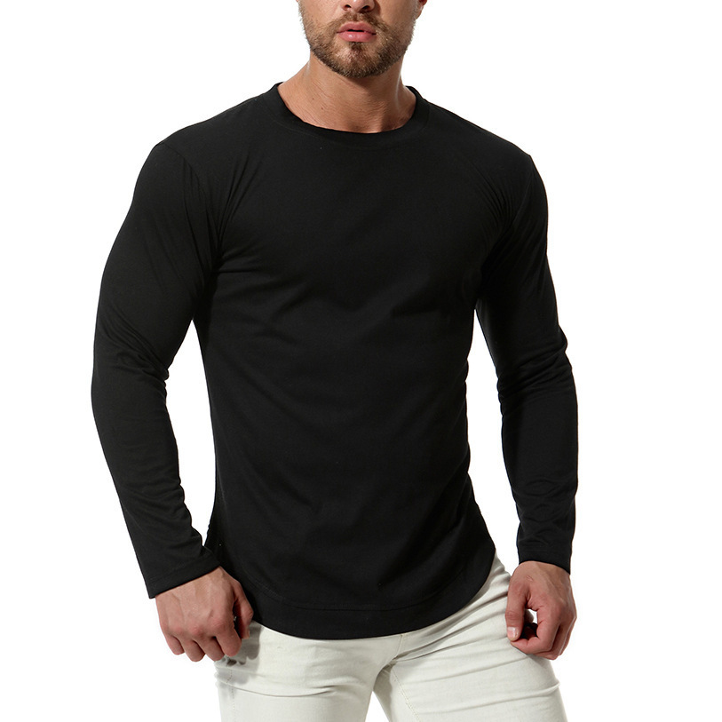 Man Long Sleeves Black Tshirts Csual Solid T-shirt 201202