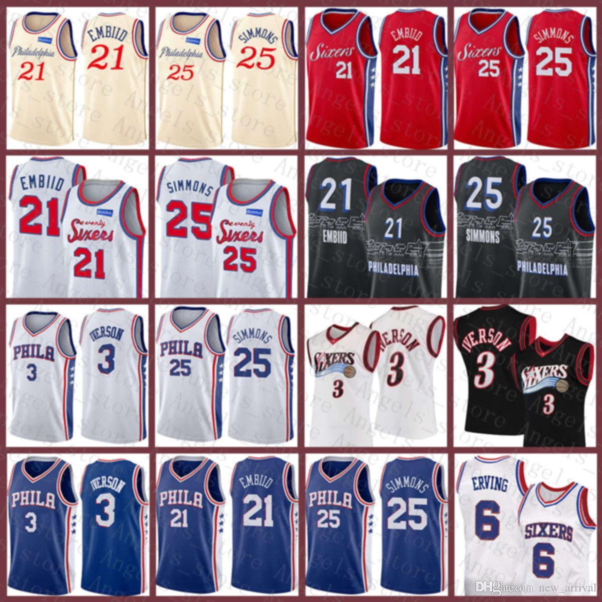 Joel 21 Embiid Mens Ben 25 Simmons Allen 3 Iverson Julius 6 Erving 2020 2021 New Basketball Jersey Philadelphia 76er jersey, Jersey-76ren
Joel 21 Embiid Mens Ben 25 Simmons Allen 3 Iverson Julius 6 Erving 2020 2021 New Basketball Jersey Philadelphia 76er jersey, Jersey-76ren