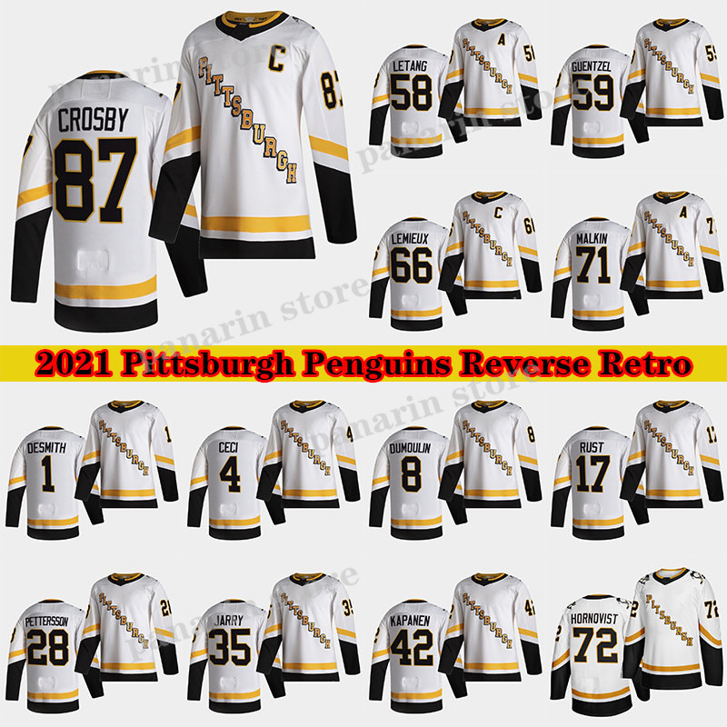 Pittsburgh Penguins 2020-21 Reverse Retro Jersey 87 Sidney Crosby 66 Mario Lemieux 71 Evgeni Malkin 58 Letang 59 Guentzel Hockey Jerseys, White
Pittsburgh Penguins 2020-21 Reverse Retro Jersey 87 Sidney Crosby 66 Mario Lemieux 71 Evgeni Malkin 58 Letang 59 Guentzel Hockey Jerseys, White