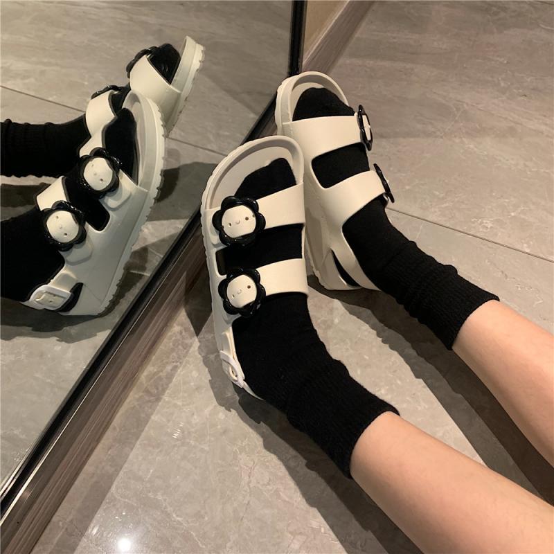 Plastic Jelly Shoes Women Summer Sandals Flats Flower White Shoes 2021 New Female Flats Sandals Shoes J1208