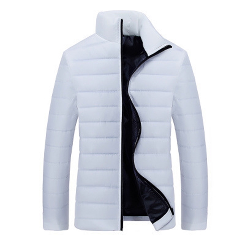 Fashion men's down coat thickened warm youth winter cotton coat casual solid color stand collar gray goose down jacket parka 201223