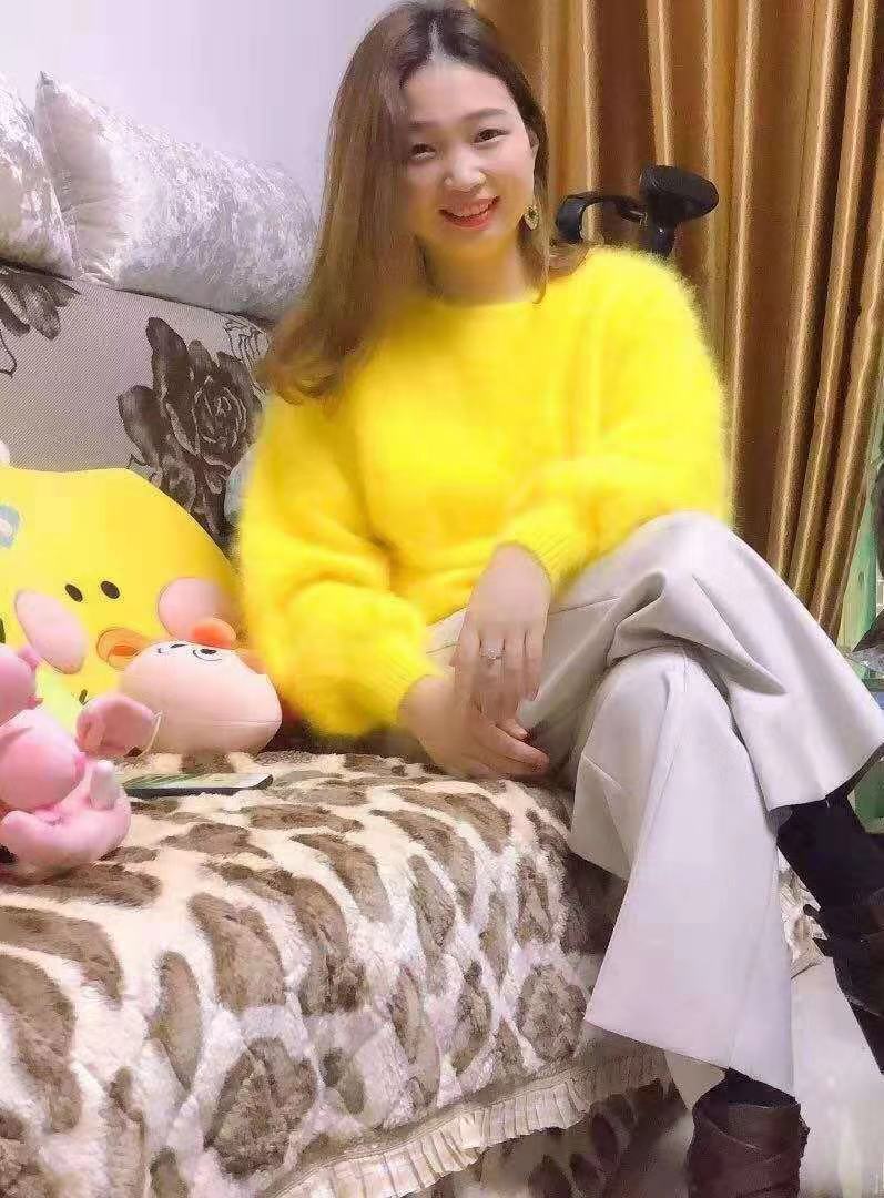 Elegant Fashion Fluffy short women winter 100% long mink cashmere angora fur warm lantern batwing long sleeves Pullover sweater 201109