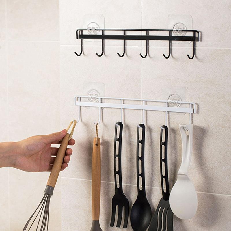 6Even Row Of Hooks Strong Adhesive Hook Kitchen Wall Hanging, Creative Bathroom Nail-free Seamless Rack Hanger Hook Shelves 1pcs
6Even Row Of Hooks Strong Adhesive Hook Kitchen Wall Hanging, Creative Bathroom Nail-free Seamless Rack Hanger Hook Shelves 1pcs