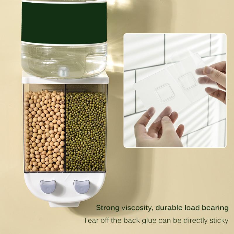 2L Kitchen Whole Grains Cereal Dispenser Divided Sealed Storage Tank 2 Grids Wall-Mounted Storage Containers
2L Kitchen Whole Grains Cereal Dispenser Divided Sealed Storage Tank 2 Grids Wall-Mounted Storage Containers