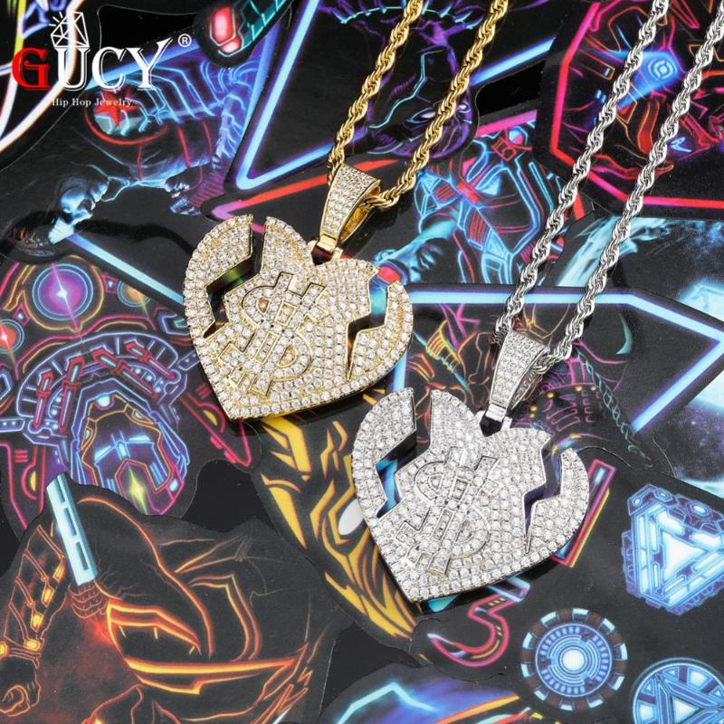 GUCY New Heart broken dollar Pendant With 4mm Tennis Chain Silver Color Iced Out Cubic Zircon Hip Hop Rock Jewelry For Men Gift
GUCY New Heart broken dollar Pendant With 4mm Tennis Chain Silver Color Iced Out Cubic Zircon Hip Hop Rock Jewelry For Men Gift