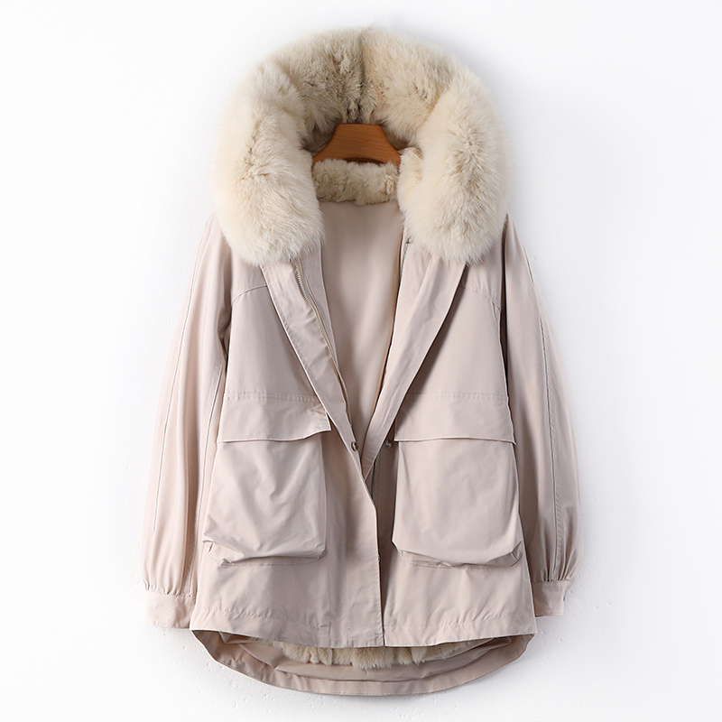 Real removable rabbit skin lining two thicker pieces down female winter jacket oversized fur with hot hood f876 coats, Beige.
Real removable rabbit skin lining two thicker pieces down female winter jacket oversized fur with hot hood f876 coats, Beige.