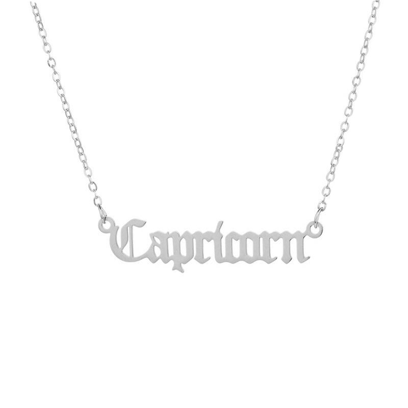 Gold Silver Plated 12 Constellation Necklace Zodiac Letter Symbol Pendent Necklaces Chain for Women Men Brithday Anniversary Nice Jewelry Gift with Pa