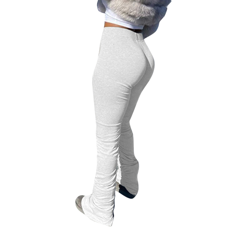 Sweatpants Women Pleated Flare Pant High Waist Biker Trousers Sportwear Stacked Joggers Bell Bottom Pants Ladies Pencil Leggings 201113