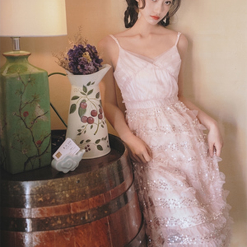 2021 Summer Sleeveless Pink Dress for with Low-necked V-knit Ladies'party Sequins in Sexy Ladies' Dresses Mid-calf Women Dressed 4im2
2021 Summer Sleeveless Pink Dress for with Low-necked V-knit Ladies'party Sequins in Sexy Ladies' Dresses Mid-calf Women Dressed 4im2