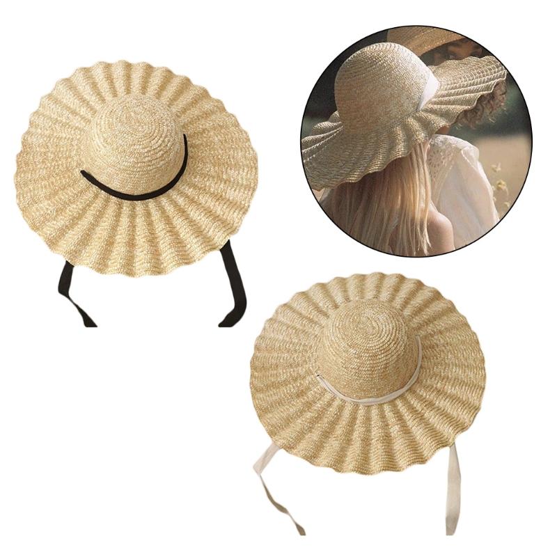 Women Wide Brim Straw Hat with Ribbon Wavy Pattern Sun Protection Hat 2021 Female Vintage Outdoor Casual Beach Sunhat Summer Cap
Women Wide Brim Straw Hat with Ribbon Wavy Pattern Sun Protection Hat 2021 Female Vintage Outdoor Casual Beach Sunhat Summer Cap