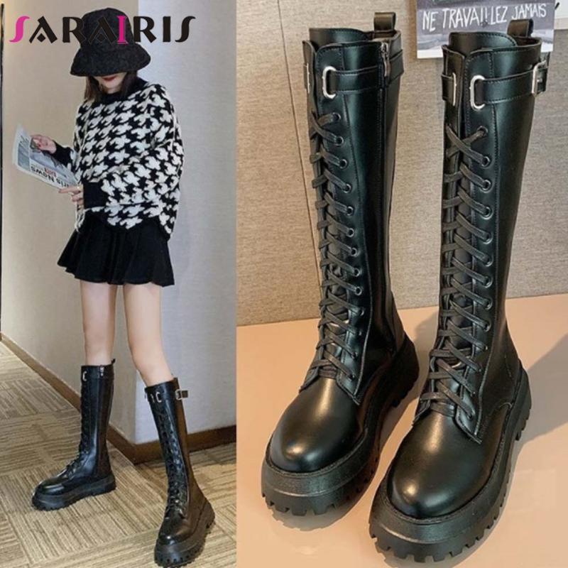 SARAIRIS Brand New Female Fashion Trendy Boots Knee High Boots Women Platform Chunky High Heels Zip Cross Tied Shoes Woman, Black
SARAIRIS Brand New Female Fashion Trendy Boots Knee High Boots Women Platform Chunky High Heels Zip Cross Tied Shoes Woman, Black