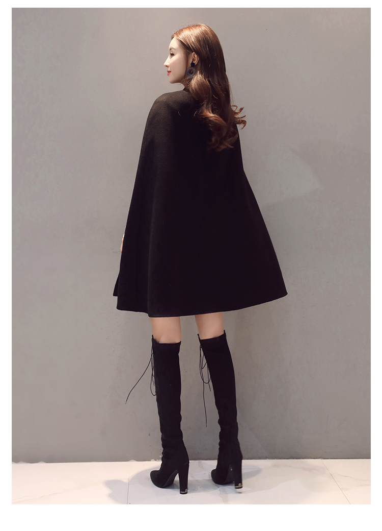 Women England Elegant Long Cloak Cape Fashion Button Belt Warm Autumn Black Cape Big Size Arrival 201214