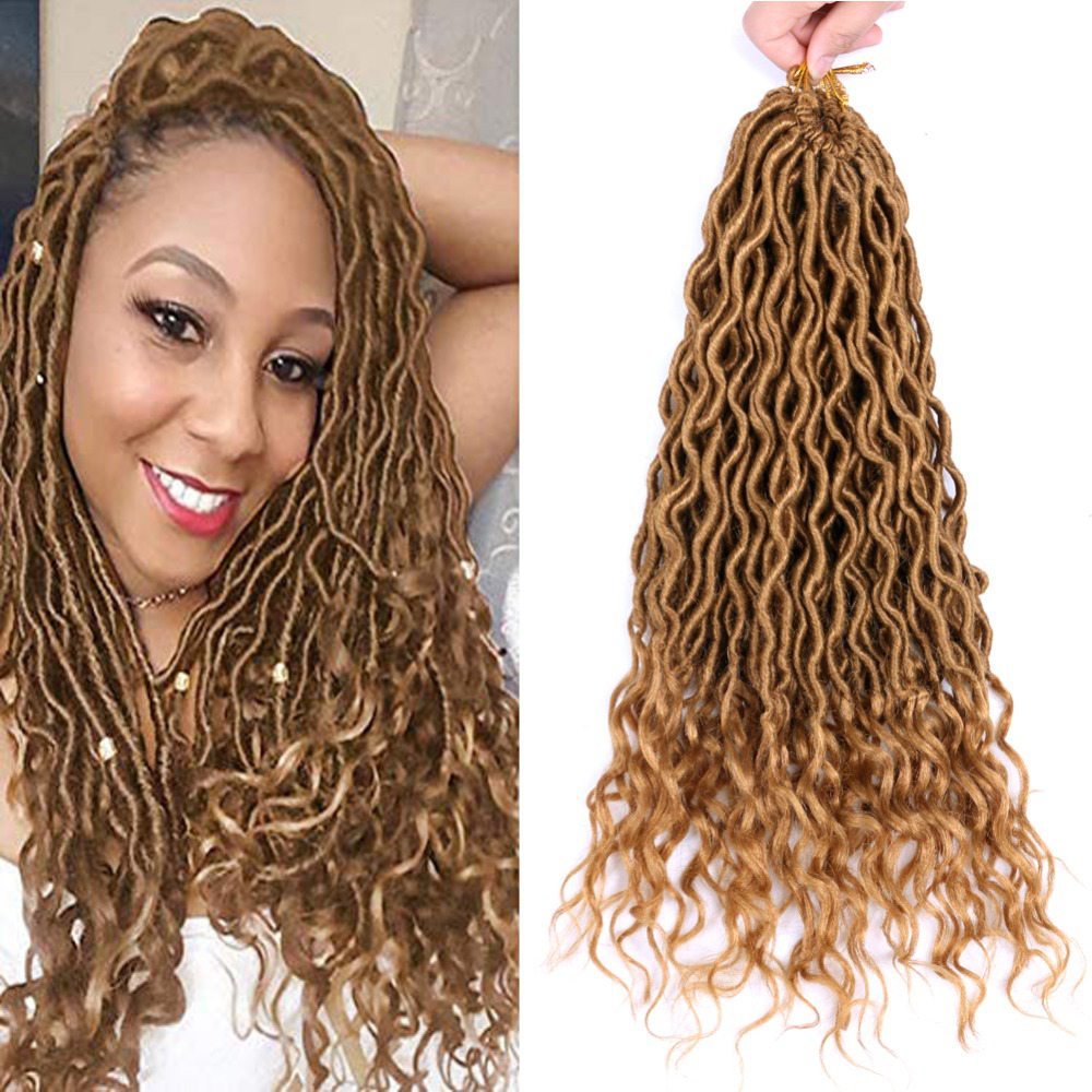 Shanghair Synthetic Crochet Braids 18" 24Strands/pcs Blonde Dreadlocks Hair Extensions Wave Goddess Faux Locs Crochet Hair, 1b
Shanghair Synthetic Crochet Braids 18" 24Strands/pcs Blonde Dreadlocks Hair Extensions Wave Goddess Faux Locs Crochet Hair, 1b