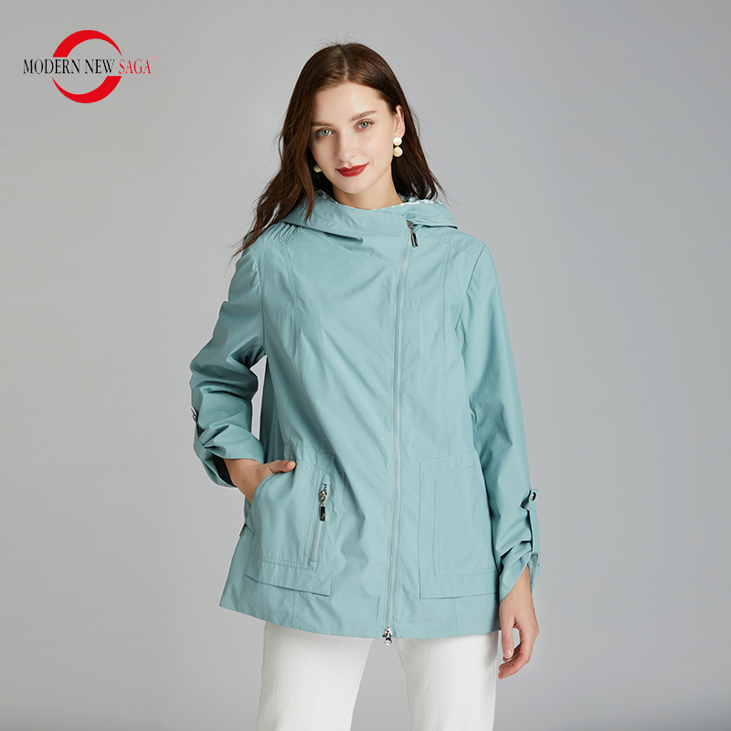 MODERN SAGA Women Jacket Hooded Spring Women Coat Fashion Women Jackets Autumn Casual Woman Jacket Zipper Russian Style 201023