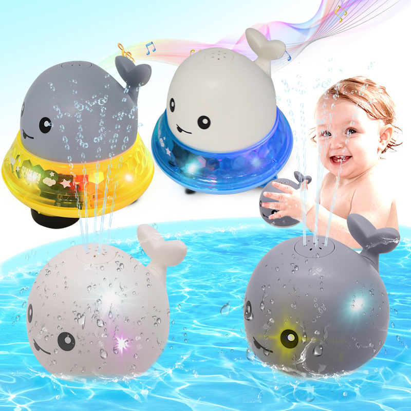 Baby toy Children Bathing toys Creative Water Spray Whale Shape Led Light Water Spray Ball Automatic Induction Toy For Kid Gift LJ201019