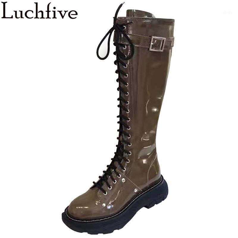 Rivet Buckle Punk Woman Boots Winter Round Toe Chunky Sole knee high Boots Real Leather lace up Platform Knight feminina1, White
Rivet Buckle Punk Woman Boots Winter Round Toe Chunky Sole knee high Boots Real Leather lace up Platform Knight feminina1, White