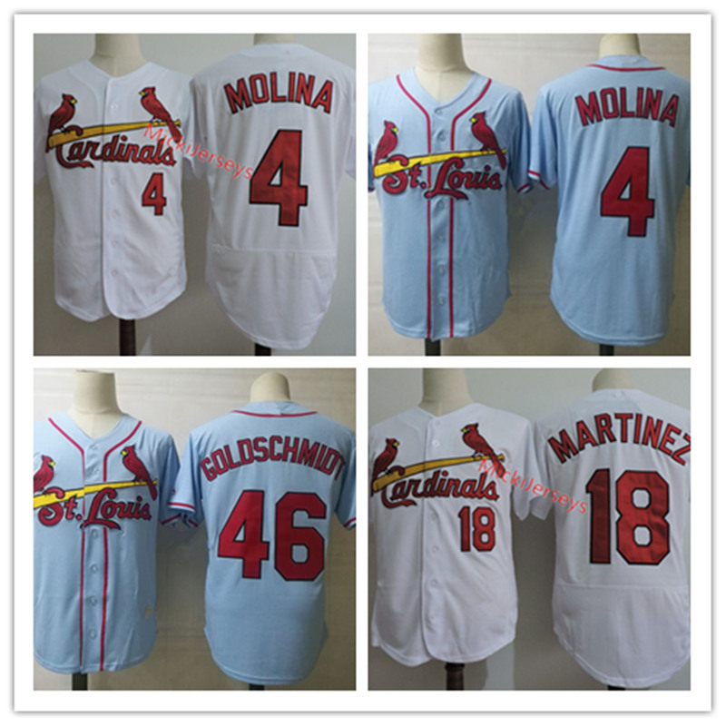 Mens White #4 Yadier Molina Jersey Stitched #18 Carlos Martinez Jersey Light blue Embroidery #46 Paul Goldschmidt Jersey S-3XL, Black
Mens White #4 Yadier Molina Jersey Stitched #18 Carlos Martinez Jersey Light blue Embroidery #46 Paul Goldschmidt Jersey S-3XL, Black