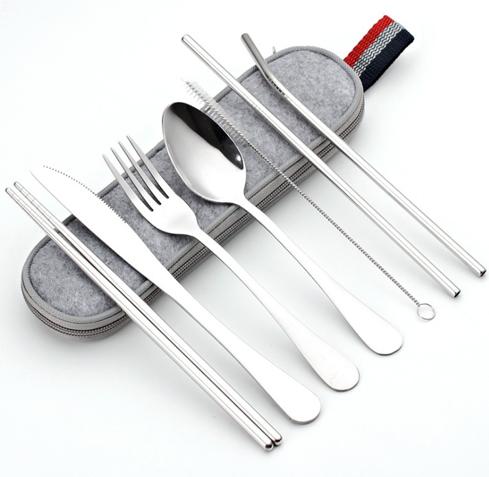 Dinnerware Sets 410 stainless steel knife fork spoon 304 straw chopsticks travel portable bag outdoor tableware set
Dinnerware Sets 410 stainless steel knife fork spoon 304 straw chopsticks travel portable bag outdoor tableware set