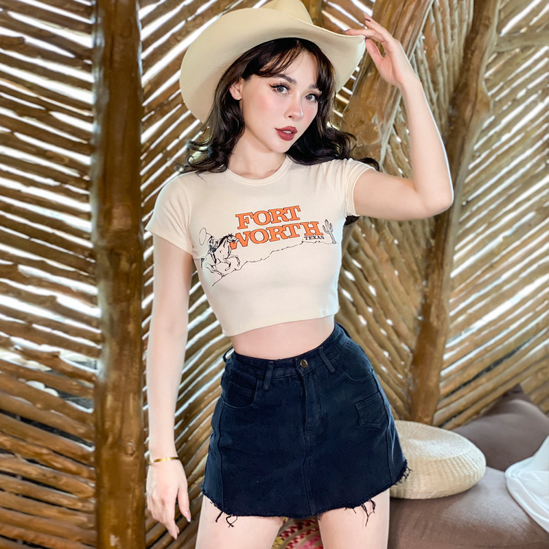 2021 New Beige Cowboy Style Short Elastic Cotton T-shirt Casual Neck-neck All-match Letter t Women' Shirt Tops LGUU
2021 New Beige Cowboy Style Short Elastic Cotton T-shirt Casual Neck-neck All-match Letter t Women' Shirt Tops LGUU