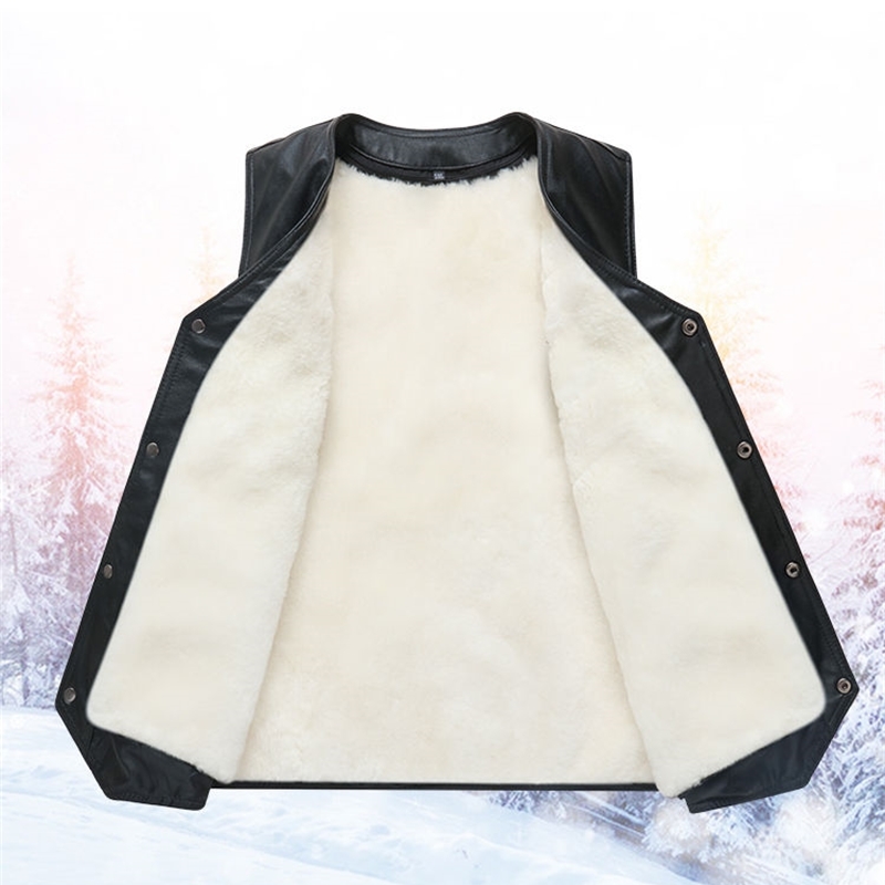 Winter jacket Men genuine sheepskin leather vest spring and summer vest fur male genuine leather plus size 5XL inter men coat 201216