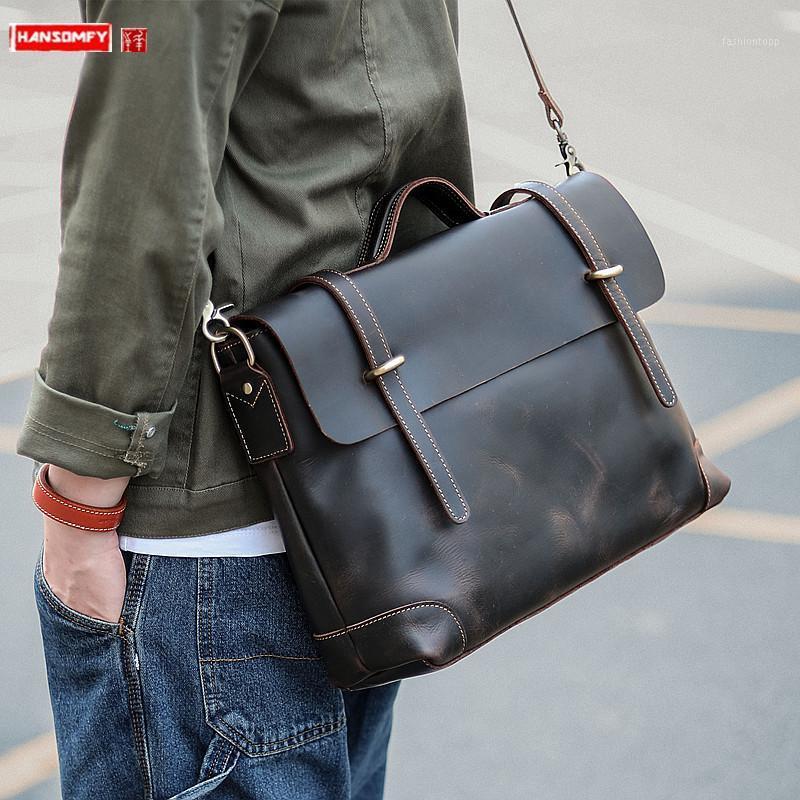 Crazy horse leather men's bag business portable briefcase retro messenger bag tooling messenger leather computer bags1, Brown
Crazy horse leather men's bag business portable briefcase retro messenger bag tooling messenger leather computer bags1, Brown