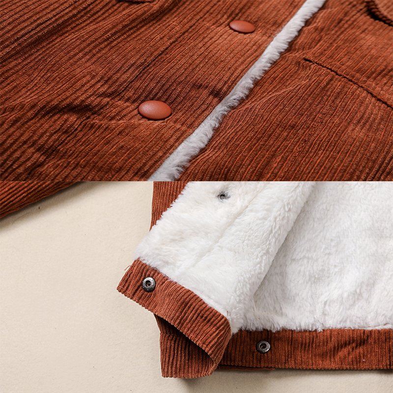 Big Fur Winter Corduroy Jackets Women Warm Lamb Fur Lining Coats Casual Fashion Female Bomber Jacket Student Short Outerwear 201019