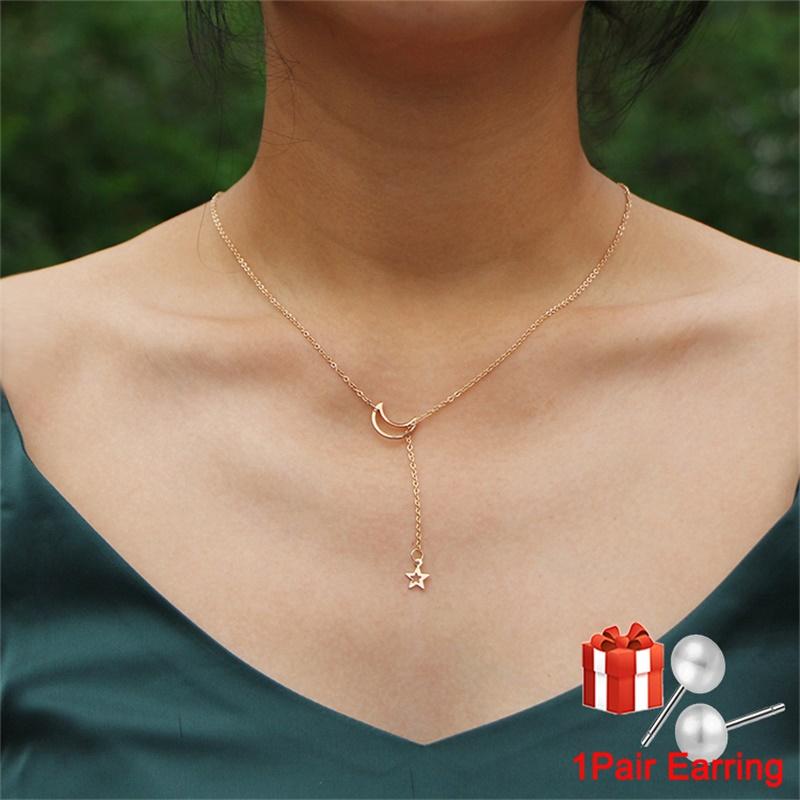 Moon Pendant Necklace for Women Star & Moon Long Chain Choker Jewelry for Party Wedding Gift Anniversary Gold/Silver Color
Moon Pendant Necklace for Women Star & Moon Long Chain Choker Jewelry for Party Wedding Gift Anniversary Gold/Silver Color