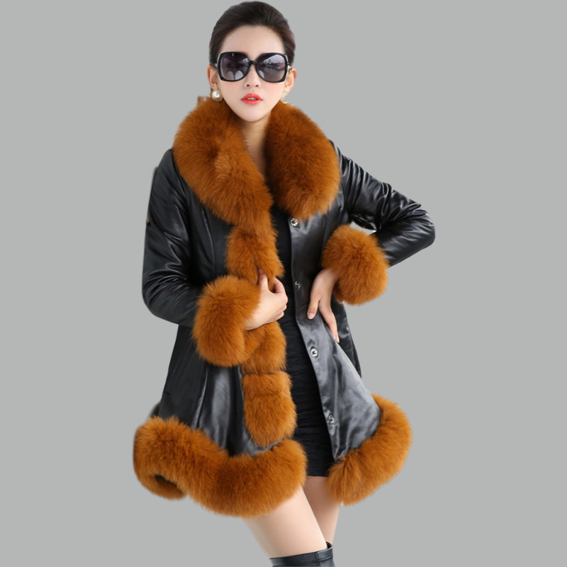 Woman Leather Jacket Foxskin Plus Size 6xl Thicken Hot Mid-length Thin Female Winter Coat Wears Fourrure Femme Mnz7, Light brown.
Woman Leather Jacket Foxskin Plus Size 6xl Thicken Hot Mid-length Thin Female Winter Coat Wears Fourrure Femme Mnz7, Light brown.