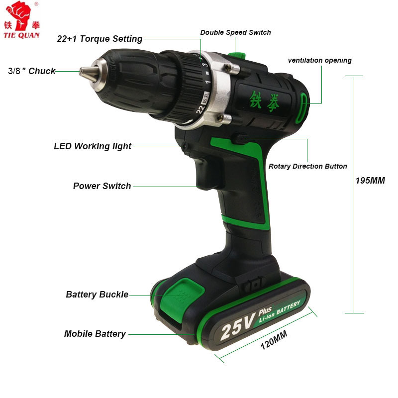 25V power tools Cordless Electric Screwdriver Mini Drill drilling EU plug 201225