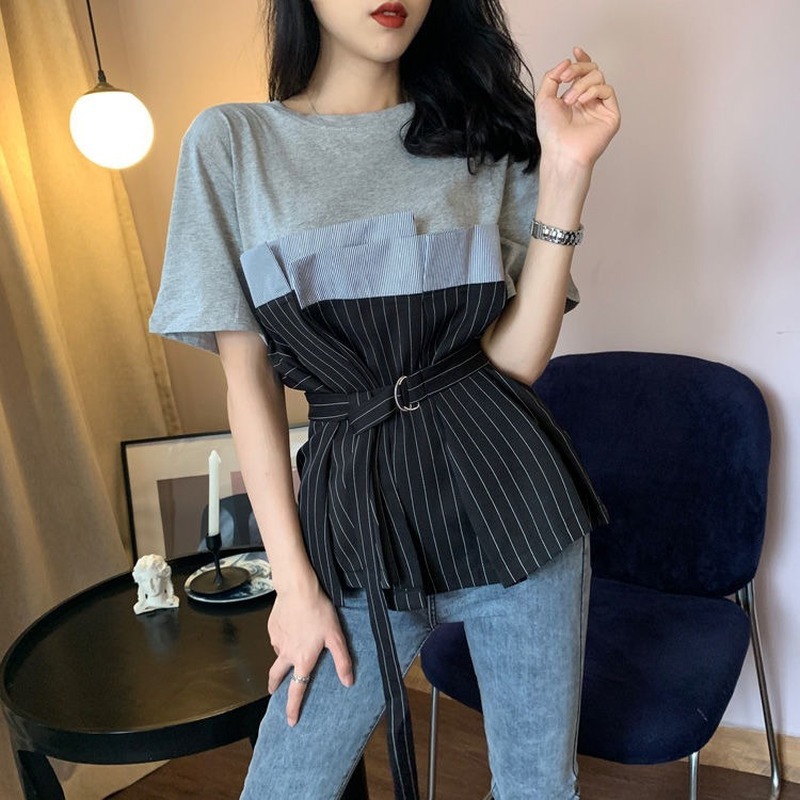 Patchwork Hawaii Stripe Women's T-shirt Loose Korean Two Piece and Tops Streetwear Shirt Oversize T-women 2021 4mky, Black
Patchwork Hawaii Stripe Women's T-shirt Loose Korean Two Piece and Tops Streetwear Shirt Oversize T-women 2021 4mky, Black