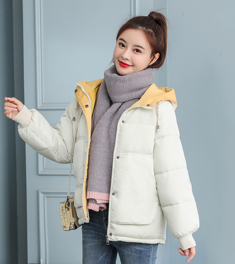 Plus Size Women Winter Short Jacket Loose Hooded Female Cold Coat Stand Collar Oversized Solid Cotton Padded Thick Casual Parkas 201217