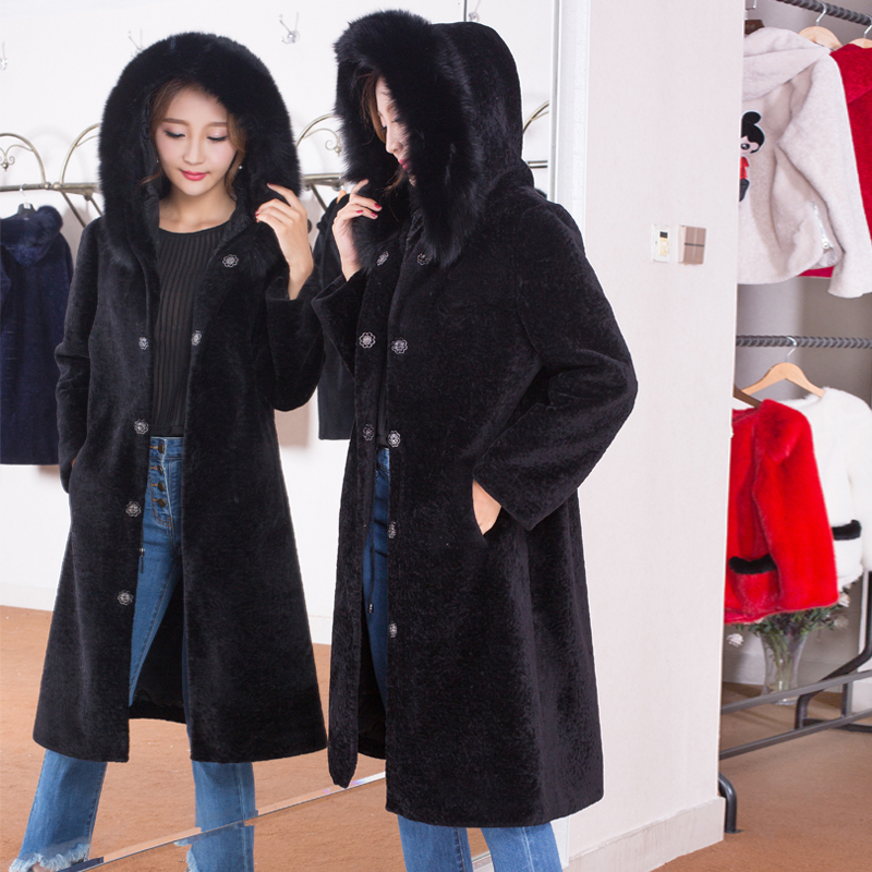 Sheepmeat Shears Merino Women's Leather Jacket for Warm Models of Autumn and Winter Long Paragraph Fox Skin with Hood Mmab, Dark blue
Sheepmeat Shears Merino Women's Leather Jacket for Warm Models of Autumn and Winter Long Paragraph Fox Skin with Hood Mmab, Dark blue
