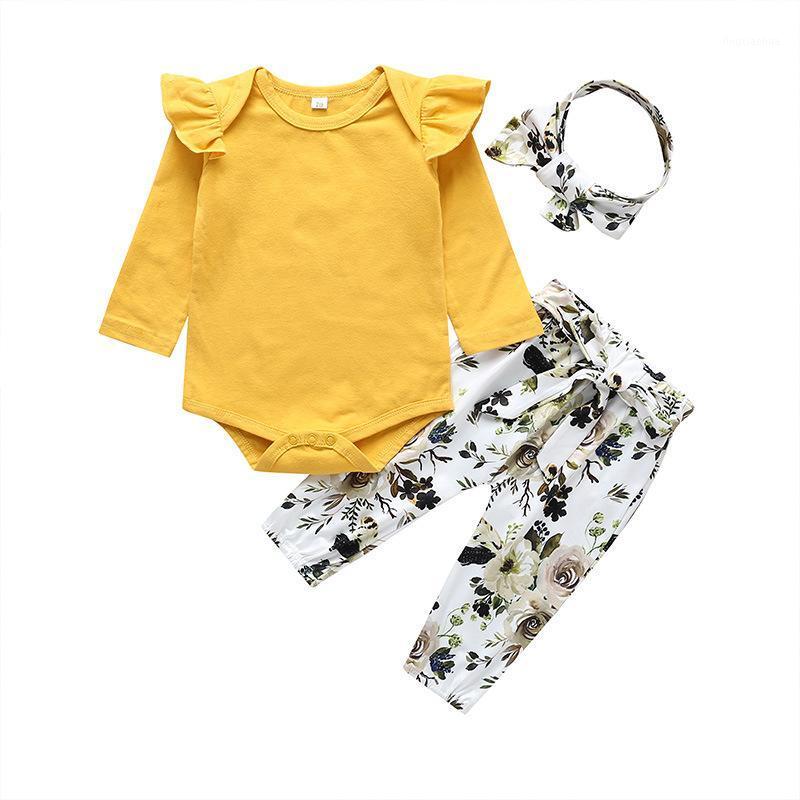 Girl Clothes Suit Lotus leaf shoulder Solid color long-sleeved Romper + Trousers printing Fashion baby 3-piece set1, Yellow
Girl Clothes Suit Lotus leaf shoulder Solid color long-sleeved Romper + Trousers printing Fashion baby 3-piece set1, Yellow