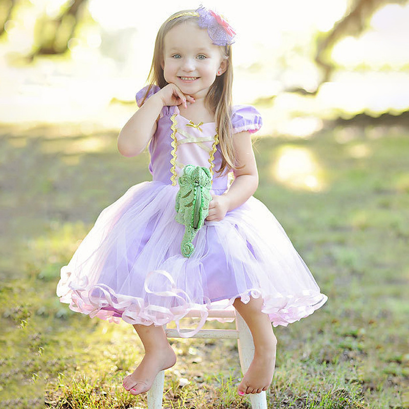 Little Girls Rapunzel Dress Children Fantasy Cosplay Costume with Ribbons Kids Halloween Party Clothes Sofia Princess Dresses LJ200923